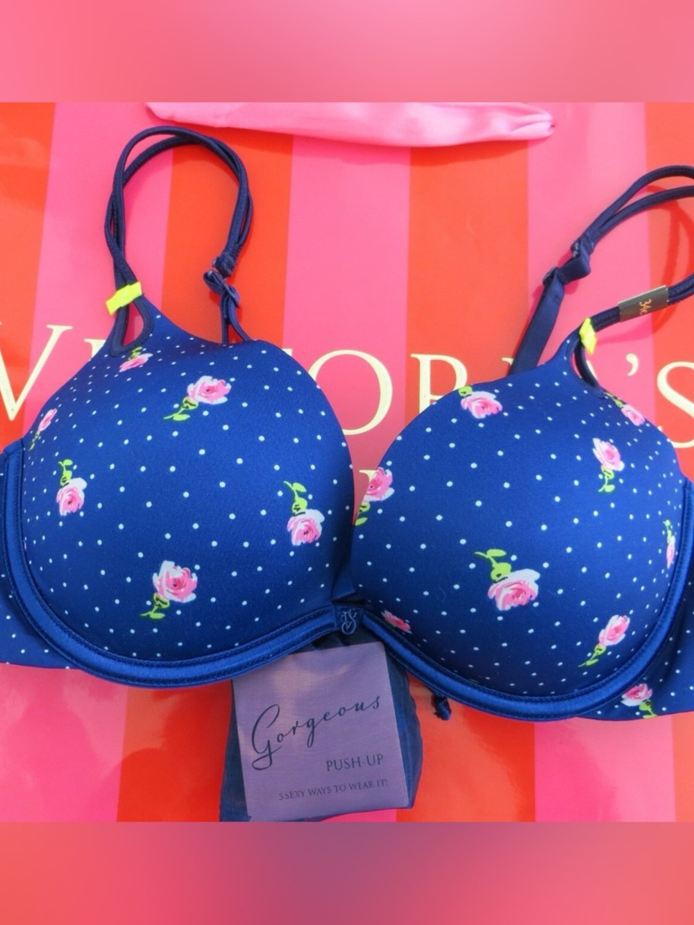 Victoria Secret Navy Blue Floral Bra -Sexy Little Things Collection